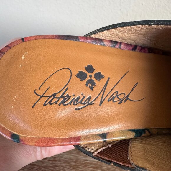 Patricia Nash NICIA Multi Color Oil Paint Floral Print Block Heel Mules Size 8 - Picture 10 of 13